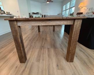 A4 - $750. Custom Made Farmhouse Style Dining Table. Made from Wood Reclaimed from NC Barns. Measures 89.5" x 40" x 30" tall. Very sturdy! Overall excellent condition - made from reclaimed wood so it does have some natural imperfections.