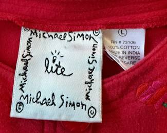 A94 - $60. Michael Simon Embroidered Cardigan. Size Large.