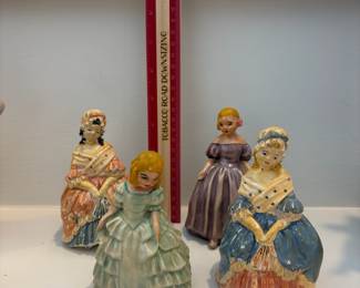 A23 - $20. 4 Pc Victorian Chalkware Figurines. Each are approximately 5" tall.