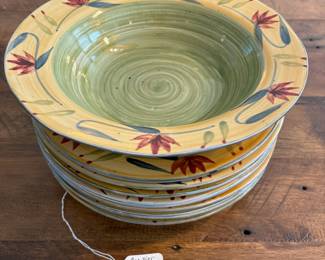 A51 - $30. 9 Pc. Pier 1 Pasta Set. 1 large Serving Bowl and 8 Plates.