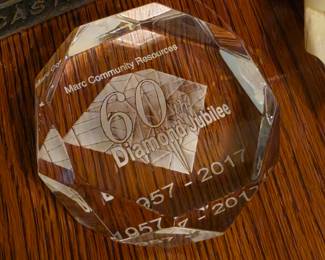 Item	Tag price	Expected sale 60th Diamond Jubilee crystal award, 1957–2017