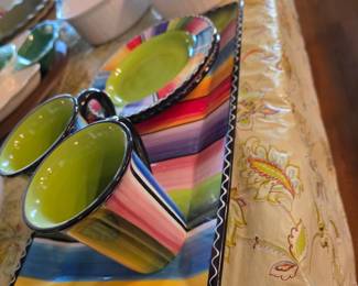 Colorful striped ceramic serving set