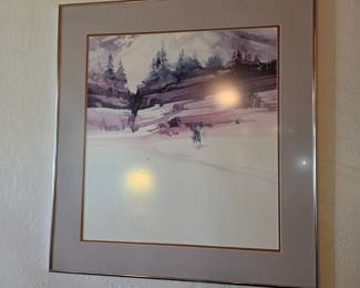 Southwestern landscape watercolor print, featuring layered canyon cliffs