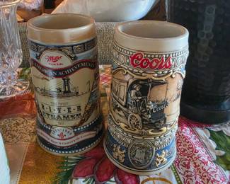 Miller High Life & Coors  ceramic beer steins