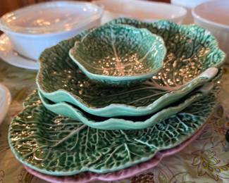 Green cabbage-leaf serving dishes