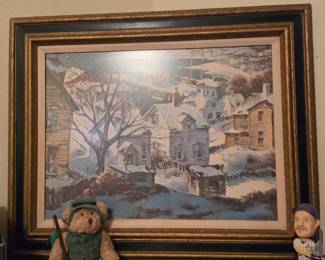 Vintage Winter Harbor Henry Gasser Sherwood Press Print Lithograph 1960