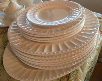 White embossed dinnerware set