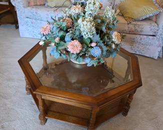 Hexagonal Glass-Top Coffee Table