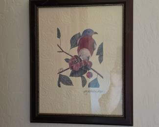 Framed Peggy Wheeler Hope bird print — bird with berries