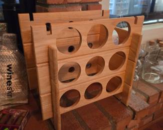 Sectional wooden wine bottle rack