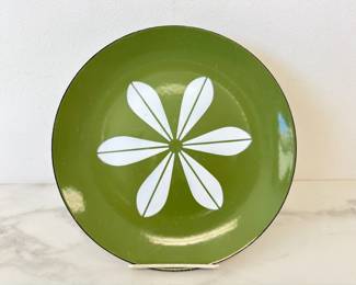 Lot 8864 Vintage MCM Norwegian Cathrineholm Enamel Ware Green Lotus Plate