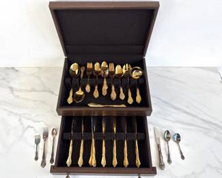 Lot 8698 Rogers Co. GoldPlated Stainless Steel Flatware