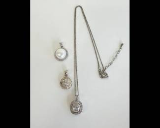Lot 8854 Sterling Silver Italy Necklace 3 Sterling Silver Pendants Jewelry