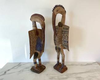 Lot 8771 Senufo West African Hornbill Carved Wood Bird Sculptures