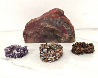 Lot 9109 Petrified Wood Natural Curiosity Semiprecious Stone Stretch Bracelets