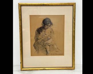 Lot 8919 G. H. Turnbull Signed Mother and Child Drawing Art
