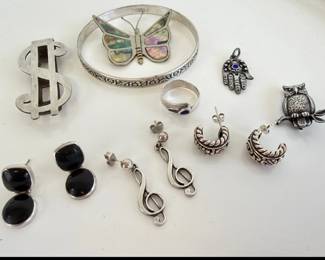 Lot 9002 Sterling Silver Jewelry EarringsPinsBrooches More