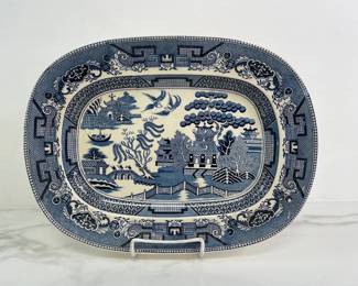 Lot 9089 Antique Delft Blue Willow Serving Platter