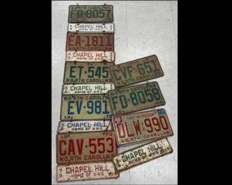 Lot 8799 Vintage Chapel Hill NC License Plate Yard Art