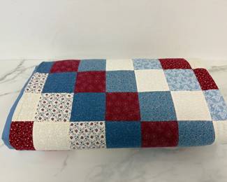 Lot 8812 Vintage Hand Stitched Trip Around the World Patchwork Quilt