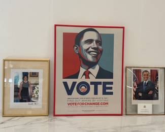 Lot 8922 Signed Barack and Michelle Obama Photos 2008 NC Political Campaign Poster