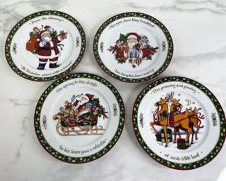 Lot 9078 Portmeirion Studio Susan Winget Night Before Christmas Plates
