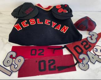Lot 8800 Vintage Wesleyan University Varsity Jacket Caps Buttons Pennants