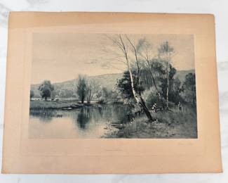 Lot 8750 Pond Lilies by Ernest Parton. Antique duotone photogravure print. 1880 Goupil Co