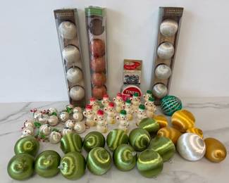 Lot 8819 Vintage Christmas Ornaments Snowman Candles