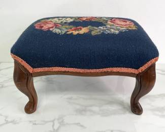 Lot 9072 Vintage Embroidered Footstool