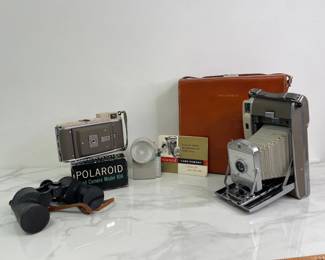 Lot 9120 Vintage Polariod Land Camera Model 800 Model 80A Bushnell Binoculars