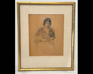 Lot 8918 G. H. Turnbull Signed Mother and Child Drawing Art
