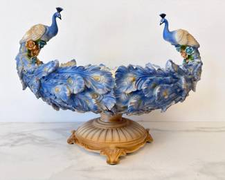 Lot 8865 Luxe Plumes Peacock Pedestal Centerpiece Bowl