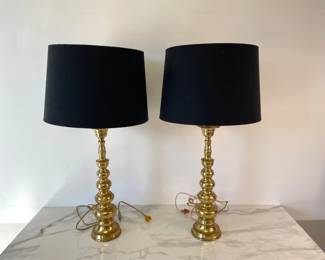 Lot 8773 Vintage Brass Table Buffet Lamps