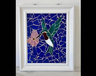 Lot 9029 Hummingbird Glass Mosaic Window Panel