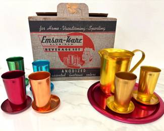 Lot 9005 Vintage MCM Emsonware Aluminum Beverage Set