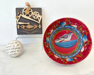 Lot 8951 Handpainted Gourd Bowl Wood Light switch Cover Paperweight