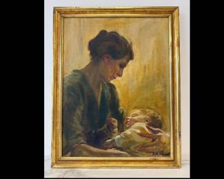 Lot 8987 Grace Hill Turnbull Signed Mother and Child Oil Painting Art