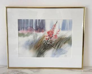 Lot 9026 Floral Watercolor Painting Signed Inara Art