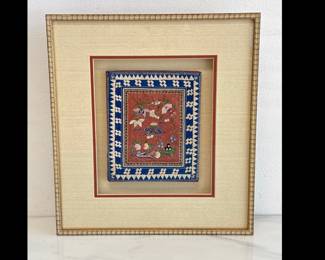 Lot 9047 Framed Antique Chinese Embroidered Silk Purse Pocket