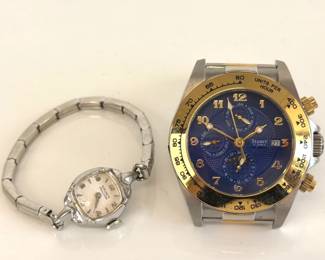 Lot 8997 Stauer Automatic 27 Jewels Mens Chronograph Gruen Precision 10K Rolled Gold Plate Womens Watch