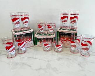 Lot 8927 Vintage Christmas Hi Santas Acrylic Tumblers Old Fashioned Glasses