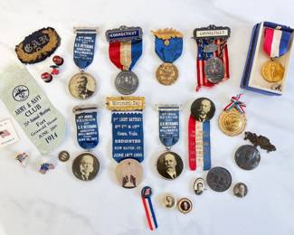 Lot 9001 Antique Vintage Military Veteran Patriotic Convention Ribbons Medals Pinback Buttons