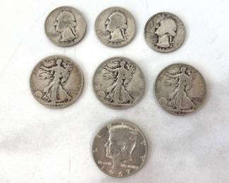 Lot 9019 U.S. Silver Coins Quarters Walking Liberty Half Dollars 1967 JFK Half