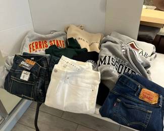 Levi Jeans And Assorted Hooded Sweatshirts