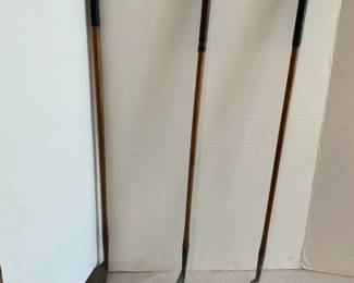 Three 1920s Wood Shaft And Forged Metal Head Clubs By Crawford McGregor  Canny Co. Dayton, Ohio