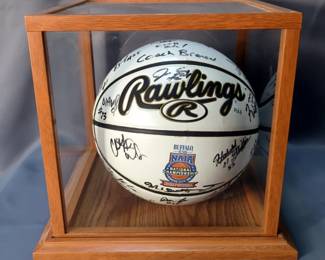 Rawlings Buffalo Funds NAIA National Championship Signed Basketball In Wooden Display Case