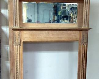 Architectural Fireplace Mantel With Integrated Beveled Mirror And Fluted Columns