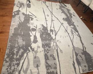 Modern grey silk / wool handmade rug 121“ x 97“
