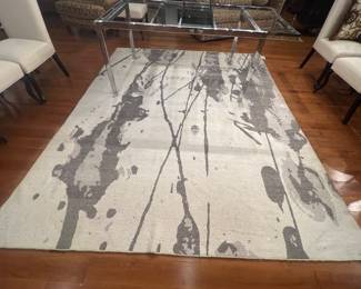 Modern grey silk / wool handmade rug 121“ x 97“